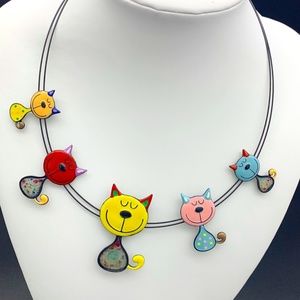 LOL Bijoux Necklace Choker Colorful Cats Too Cute for Words!